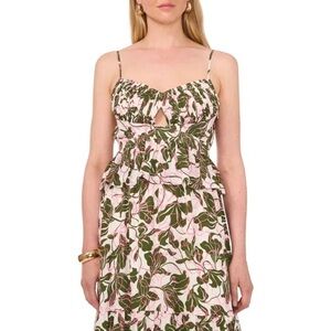 Parker Floral Print Peplum Crop Top Egret White